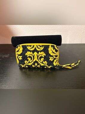 Bulova Yellow Black Quilted Zip Around Wallet Organizer